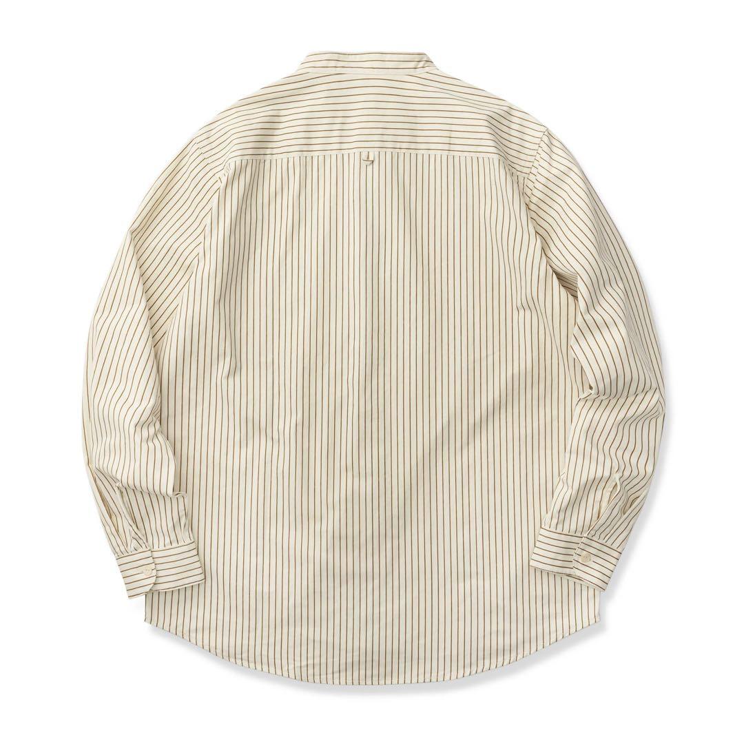 サイズL 新品 karaku カラク ベースボールストライプシャツ 長袖