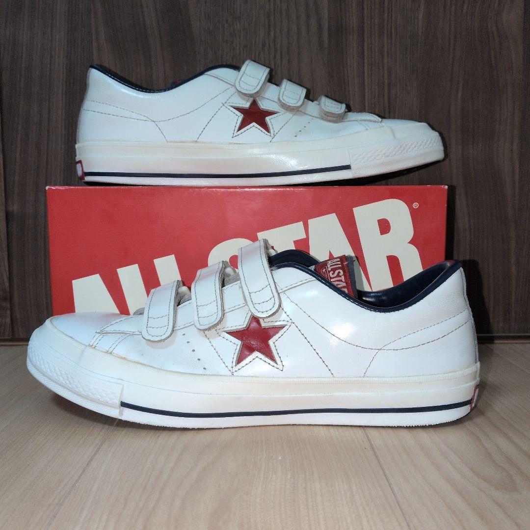 【US9.5】ワンスター　白×赤　V-3レザー　ベルクロ　 ALL STAR CONVERSE - 日本製 コンバース ワンスター ベルクロ 白赤紺 26センチ