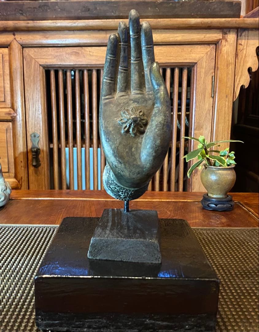 1７世紀　古代タイ国　アユタヤ様式 青銅製　仏手　鑑賞台付 ヴィンテージレア Antique Gallery Soleil アンティークジュエリー / タイ アユタヤ王朝