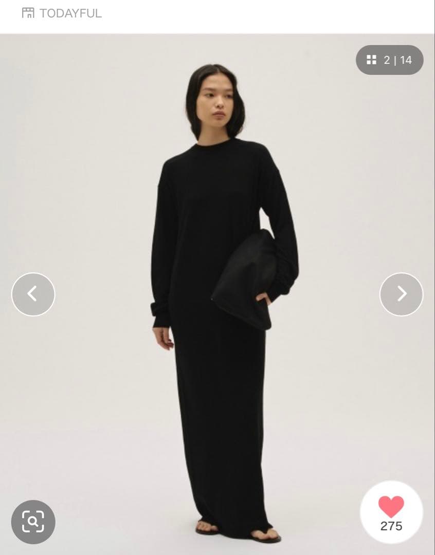 TODAYFUL ブラック ニットロングワンピース 36inch - メルカリ