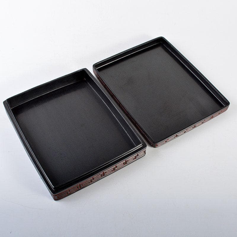 中国 唐物 堆朱 堆黒 倶利雕 四方硯箱 D R5842 - メルカリ