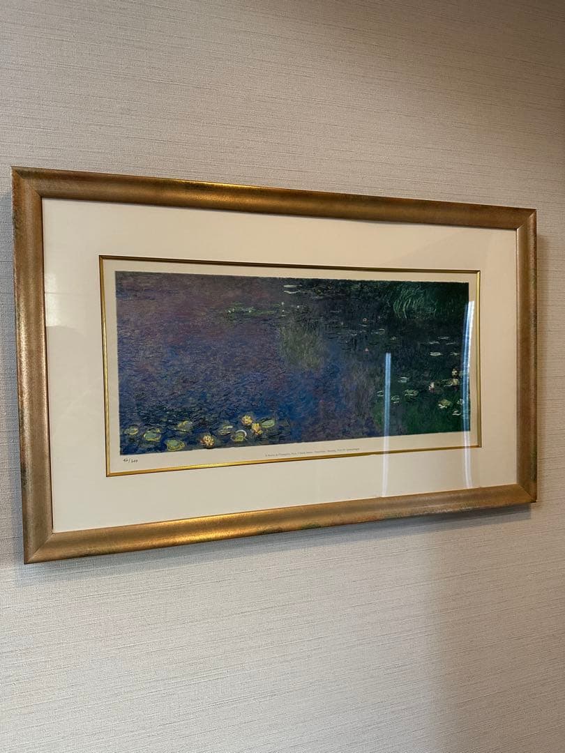 クロード・モネ 睡蓮 リトグラフ 約70cm x 30cm