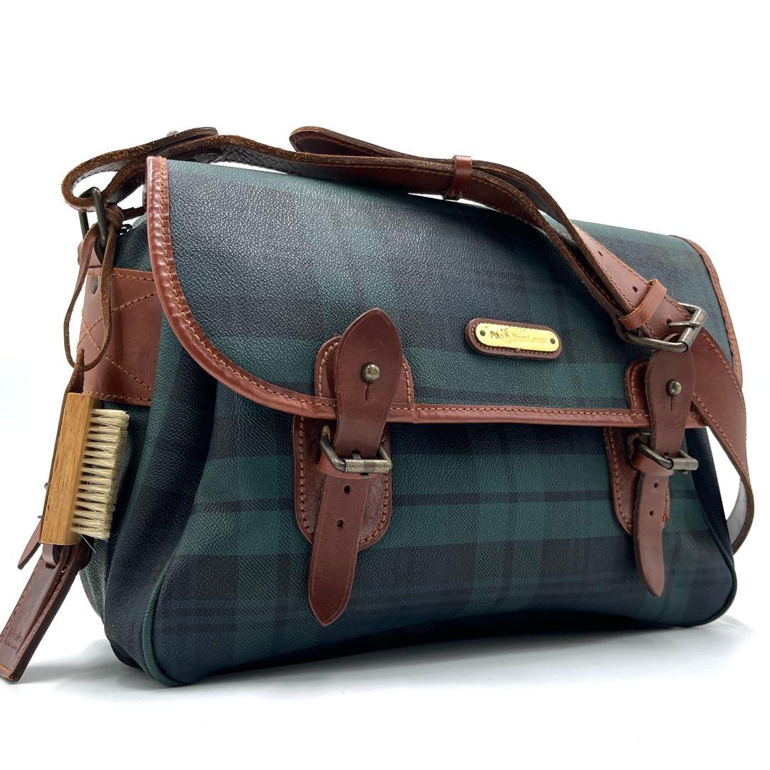 【美品】ポロラルフローレン ショルダーバッグ メッセンジャー チェック 美品】ポロラルフローレン ショルダーバッグ メッセンジャー チェック