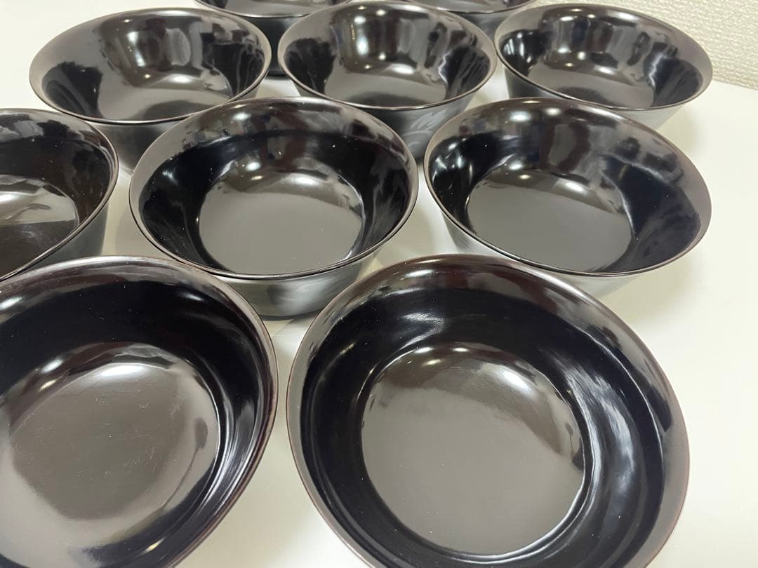 黒漆器 黒漆 内黒塗 漆器 吸物 懐石椀 煮物椀 10客 唐草