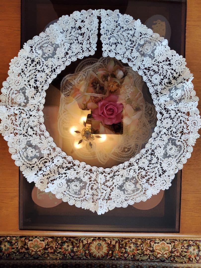 ホワイト総レースつけ襟ハンドメイドビンテージ