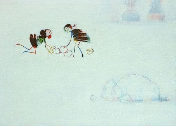 油絵 菅家令子 絵 絵画 インテリア F4-081614 人物 可愛い蟻さんたち