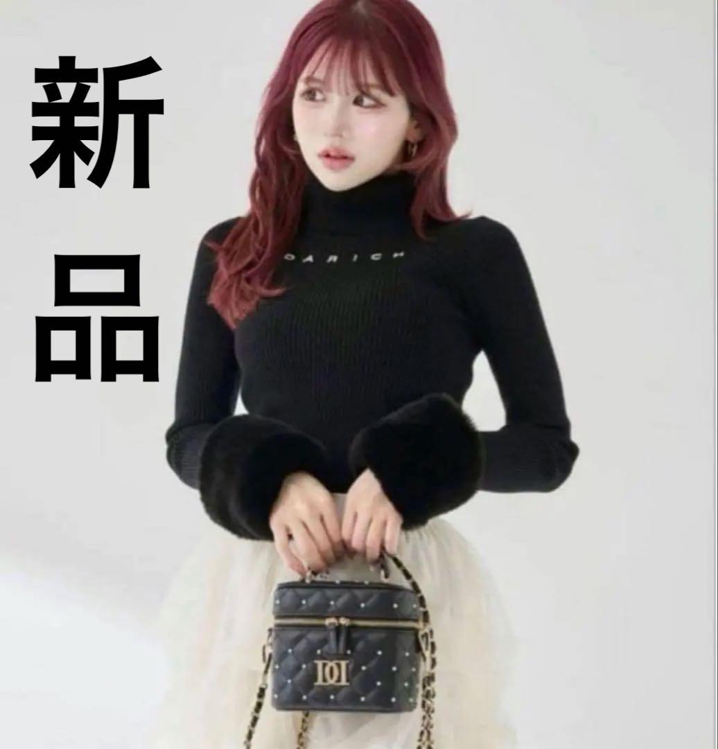 新品 Darich スムースファーリブニットトップス ブラック BLK