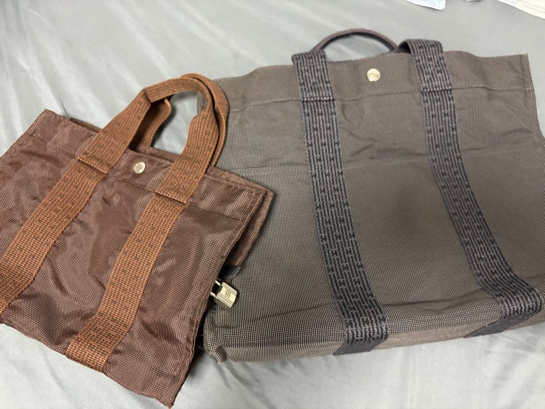 こ*ち様 エルメス エールラインMMトートバッグ　グレー＆ 茶色のセット