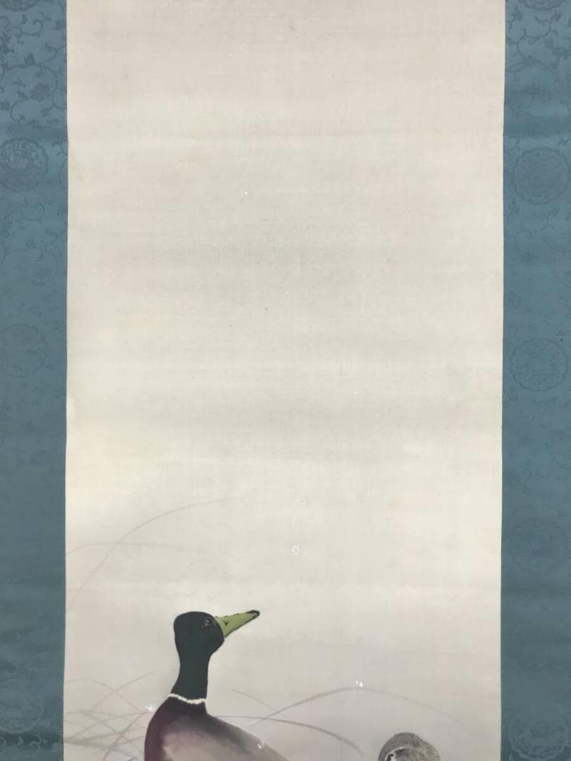 真作/今井景樹/雪中鴨図/加茂図/カモ図/花鳥図/掛軸/名家