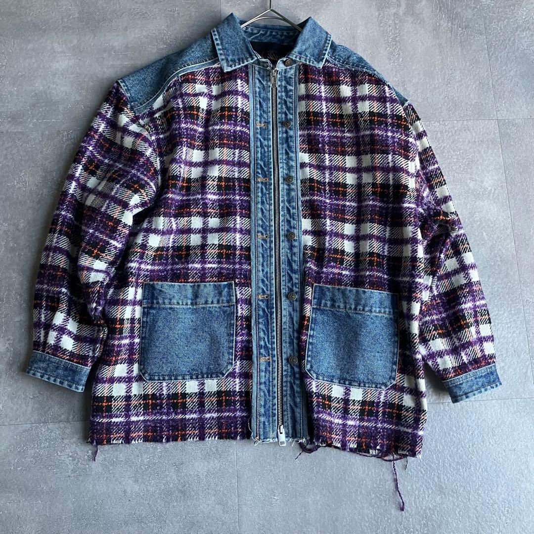 DIESEL ディーゼル チェック柄 ブークレ デニムジャケット - メルカリ