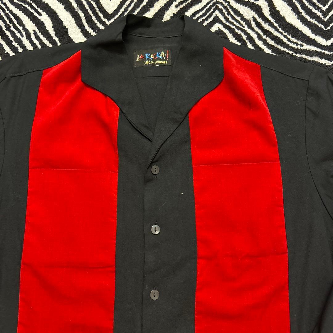 だ*丸様 ビンテージ 80s ラロッカ La rocka ロカビリーシャツ 赤