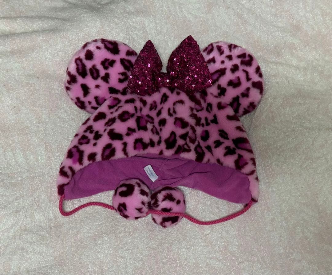 ディズニーヒョウ柄ファンキャップピン ク