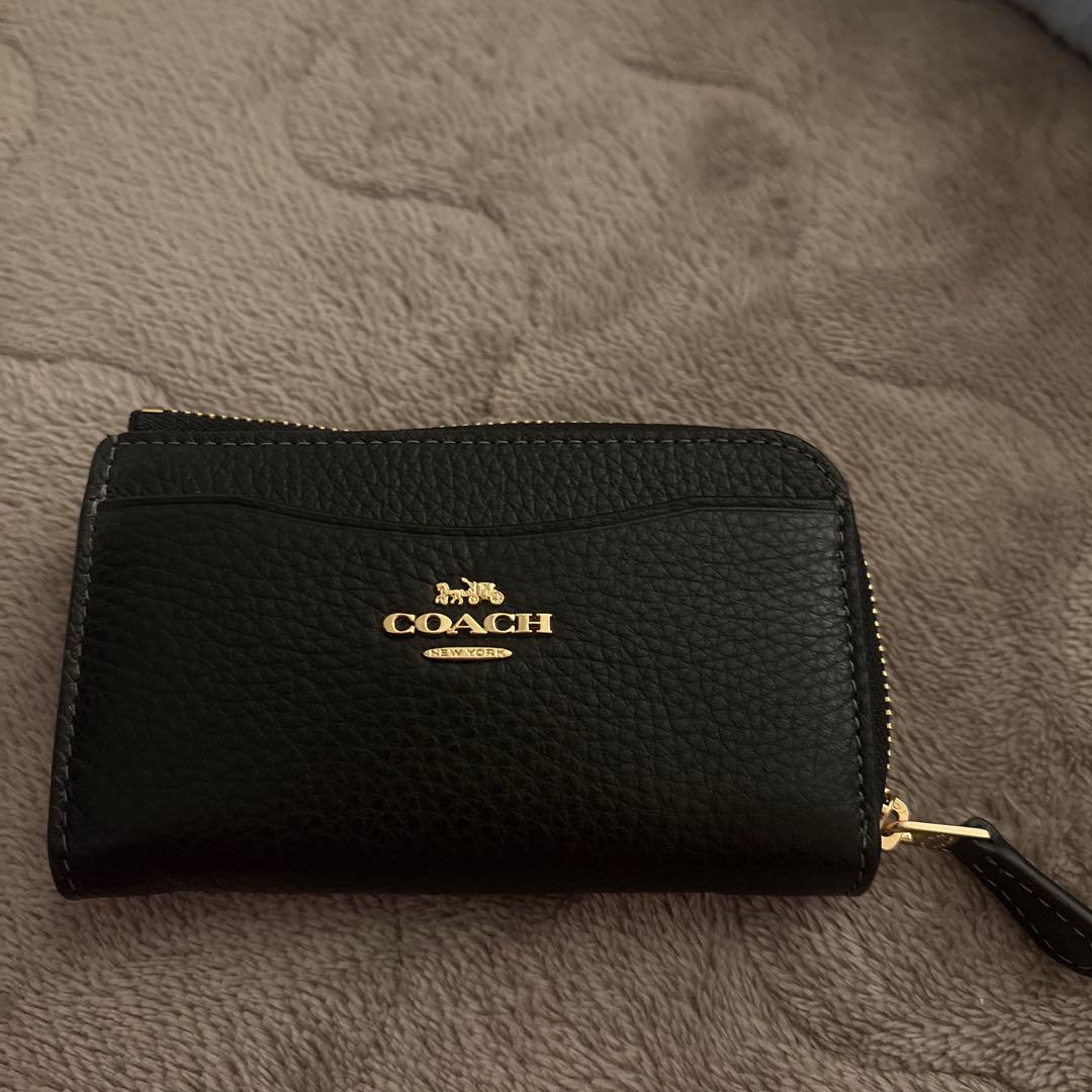 COACH 黒 レザー カードケース保存袋付き