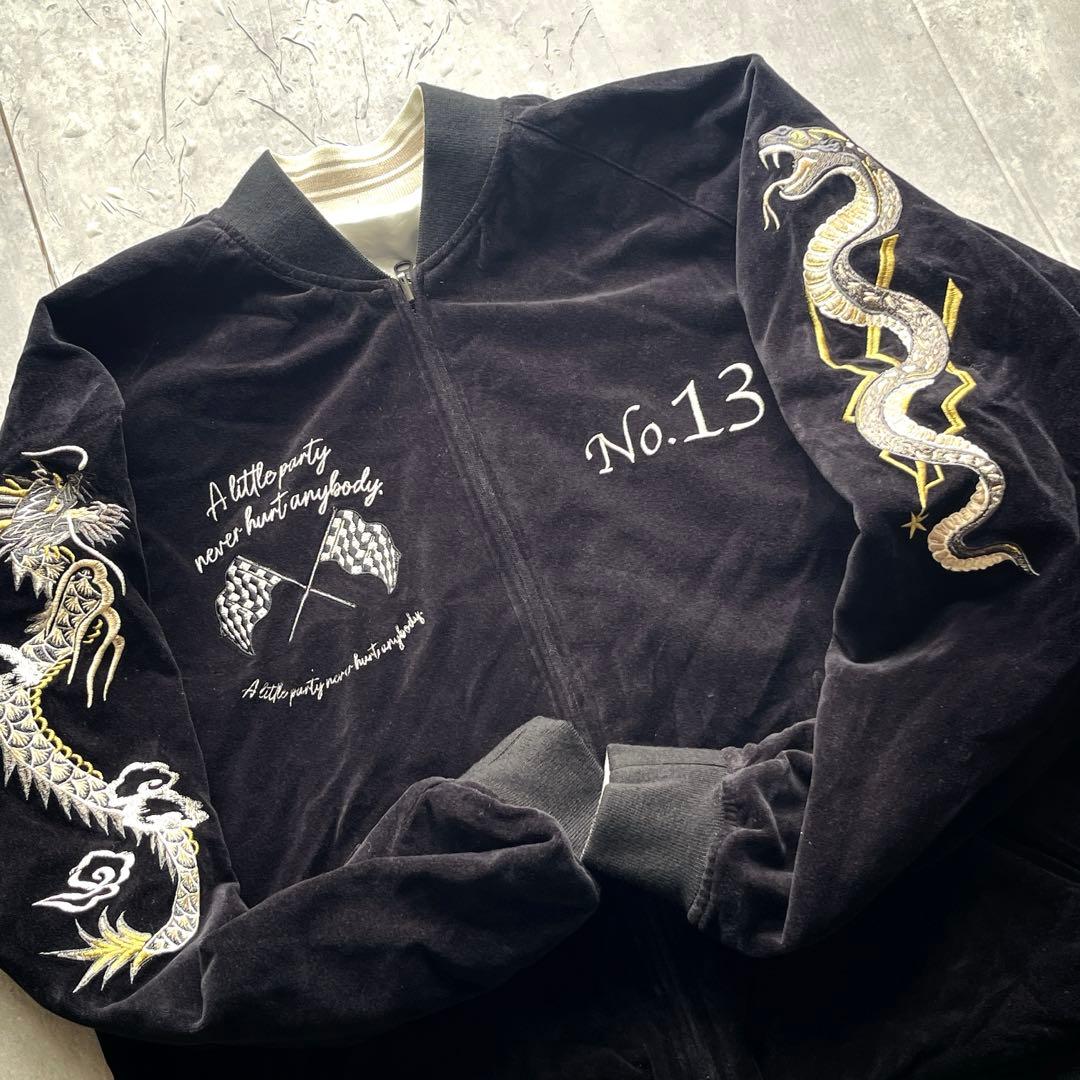 Schott ショット別珍　龍　刺繍　 リバーシブル　サテン　 スカジャン　M