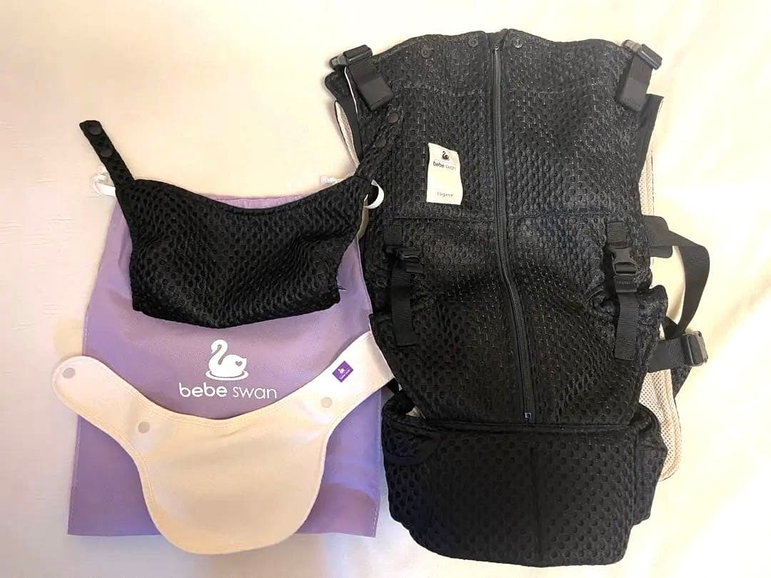 【試着のみ】bebe swan ベベスワン　抱っこ紐 黒 よだれかけセット 楽天市場】ベスト抱っこ紐 よだれかけセット 抱っこ紐セット べべ