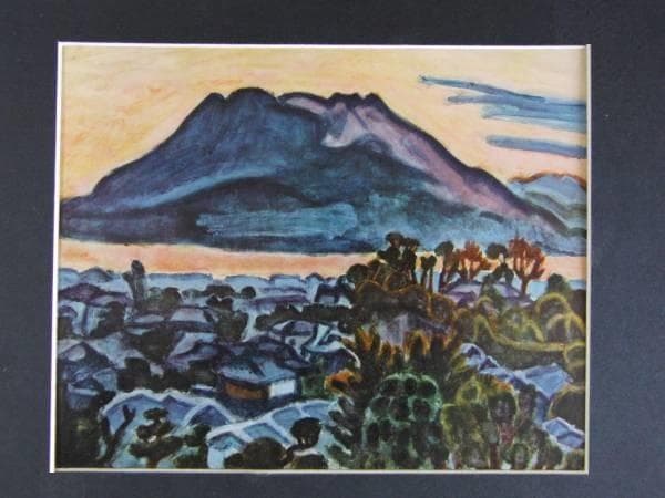 梅原龍三郎、【桜島】、希少な大判額装用画集より、美品、日本人画家
