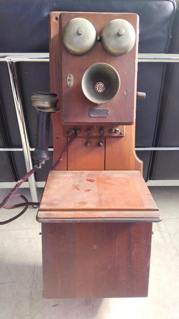 大正13年製　沖電気 OKI 壁掛け電話機 アンティーク 昭和レトロ