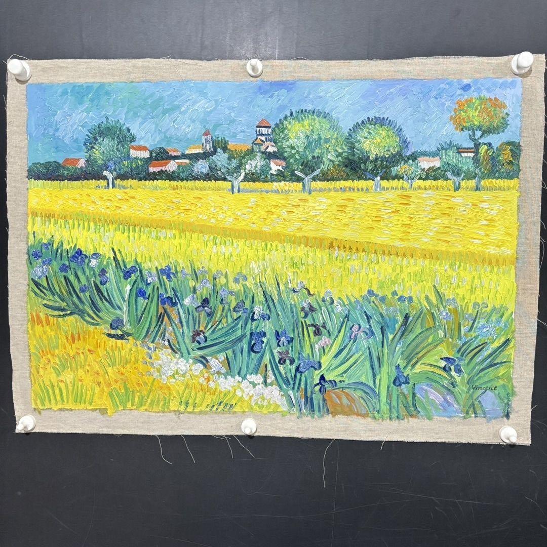 手描き 水彩油画 風景画 約70×100cm 未表装