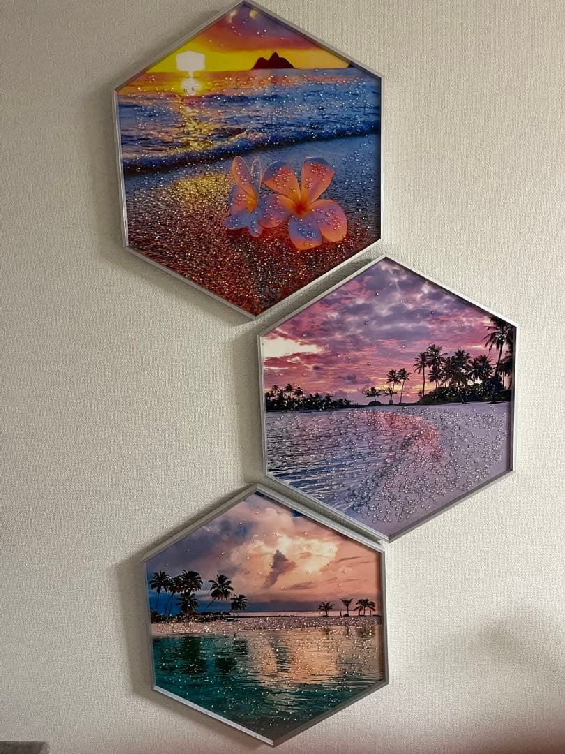 最終セール　クリスタルアート　ピクチャー　3枚セット　水晶絵