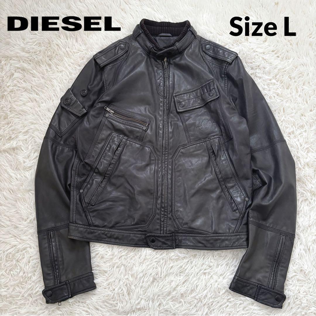 ディーゼル レザージャケット ライダースジャケット シングル 羊革 ブラック