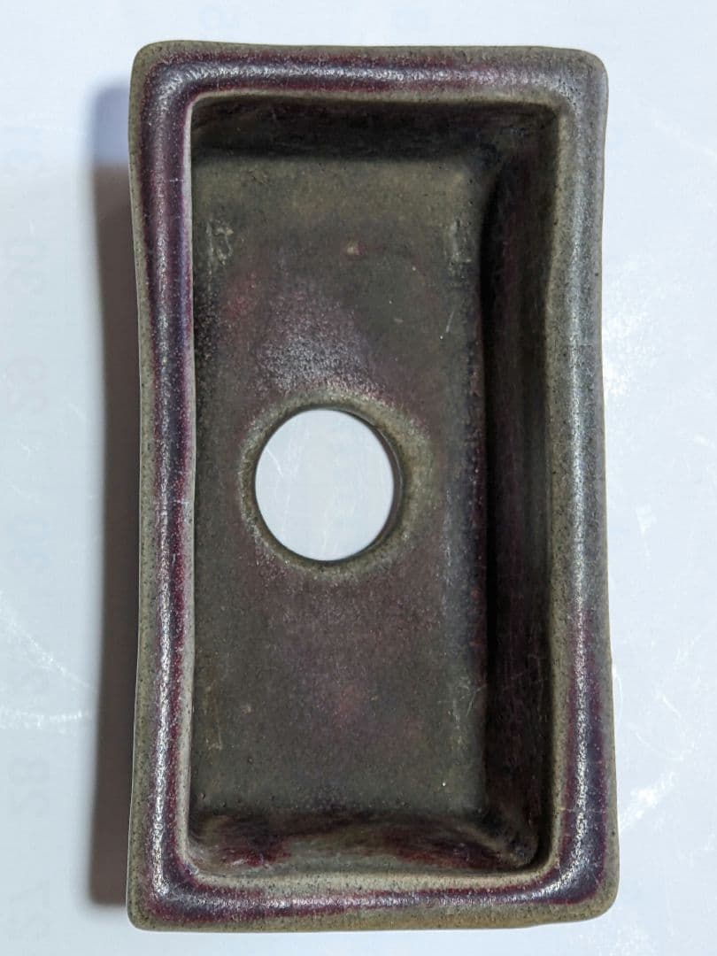 ♢中国古玩 長方形辰砂ミニ盆栽鉢 北京紫禁城 建福宮印 古美術品 骨董