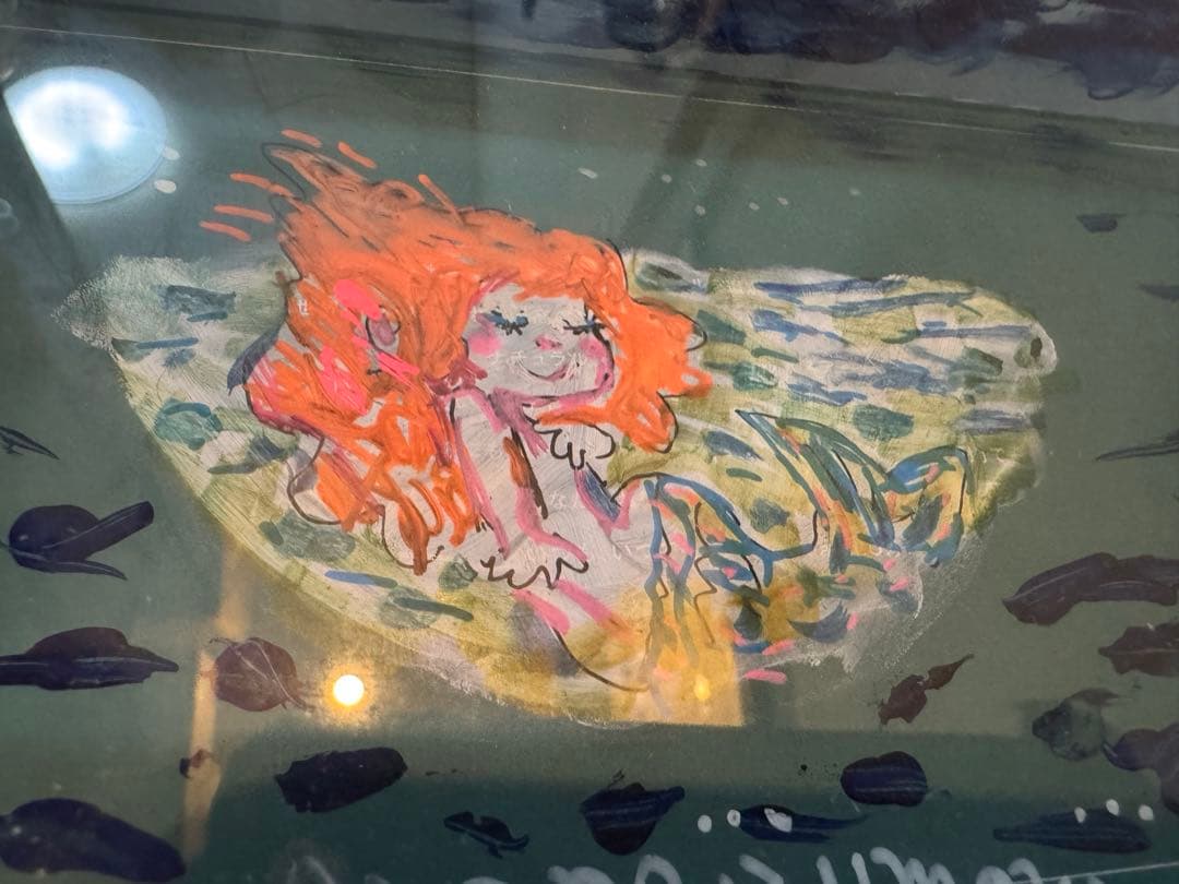 レア●水森亜土先生直筆イラスト＆サイン　眠る人魚　可愛い　カラー