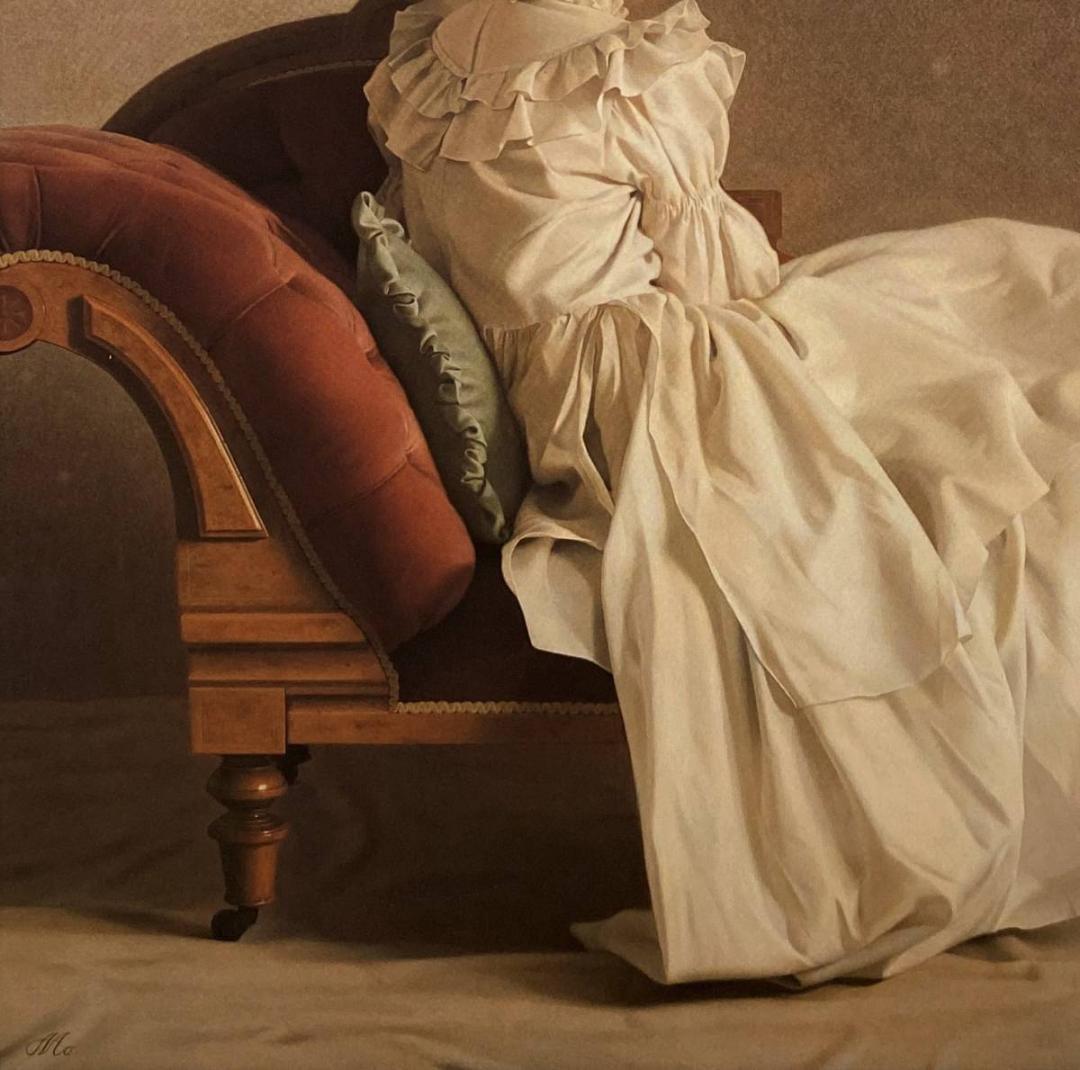 森本草介、【午後のくつろぎ】、希少な額装用画集画、新品高級額 額装