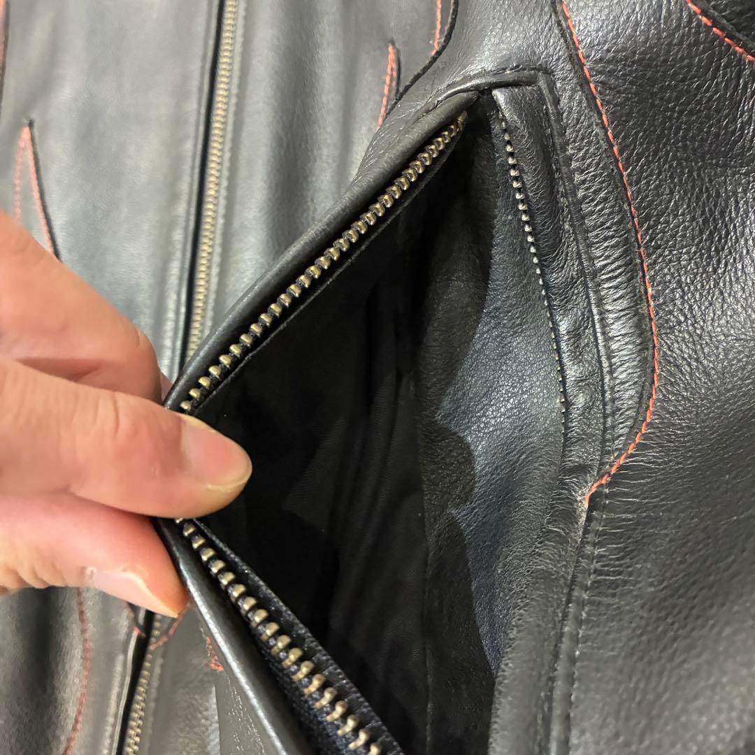 s*i様 Harley-Davidson レザージャケット ファイヤーパターン - メルカリ