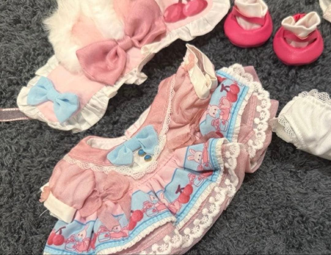 15から20cm完売レア限定うさぎメイド風着せ替えぬいぐるみ服セット