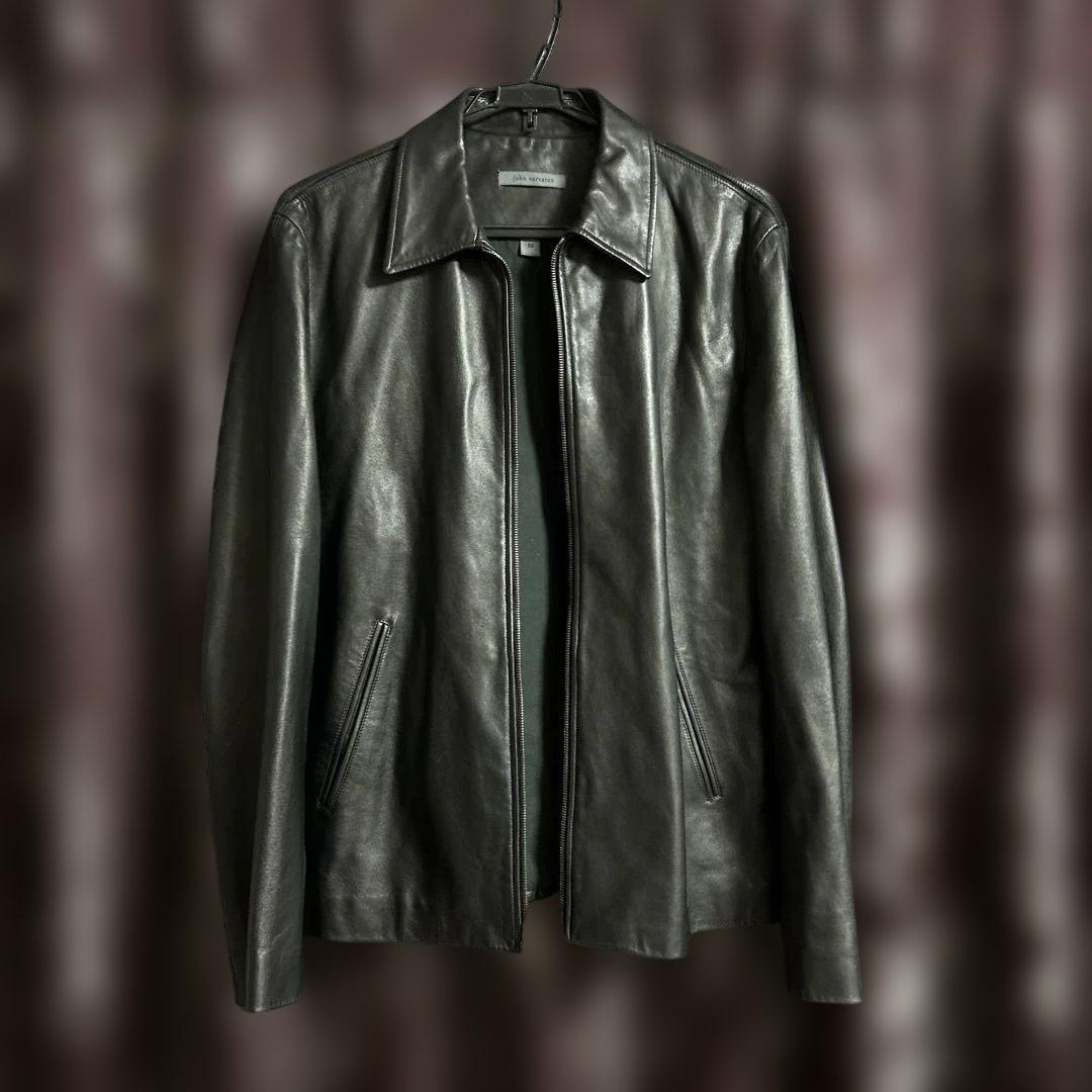 オンワード樫山　john varvatos レザージャケット　黒　ブルゾン　50 JOHN'S CLOSET（ジョンズクローゼット） ブルゾン アウター 「13