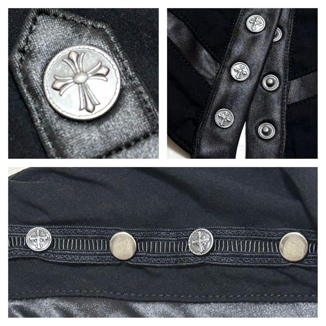 美品 オッズクローチェ 刺繍 スタッズ シャツ 十字架ボタン ゴシック