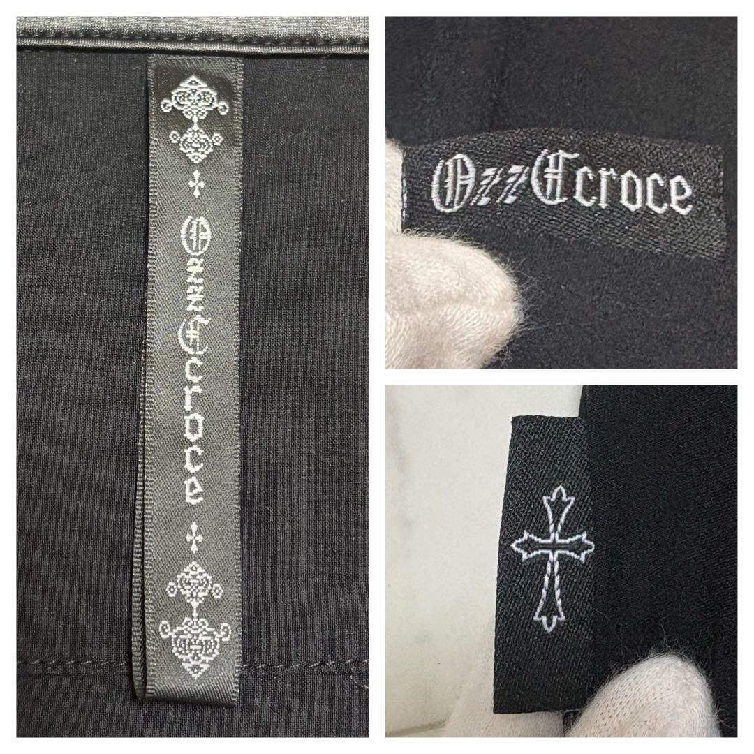 美品 オッズクローチェ 刺繍 スタッズ シャツ 十字架ボタン ゴシック