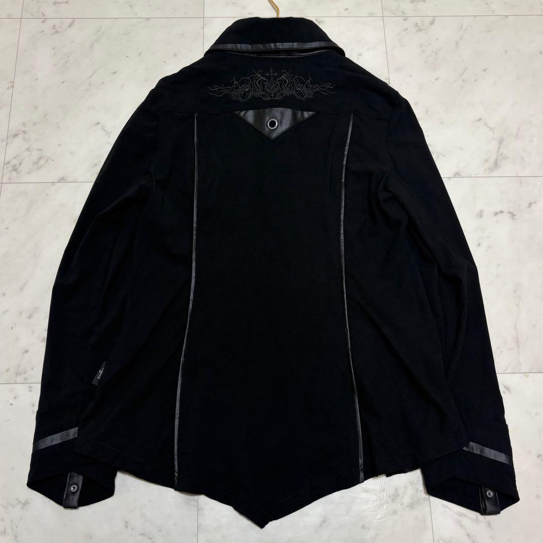 美品 オッズクローチェ 刺繍 スタッズ シャツ 十字架ボタン ゴシック