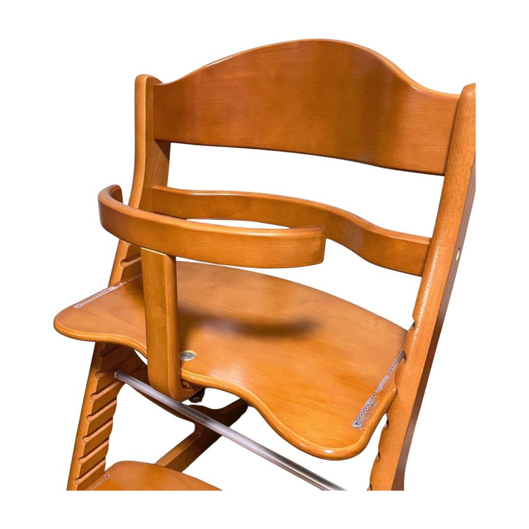 極美品] 大和屋 すくすくチェアプラス ガード付 ブラウン 木製ベビーチェア