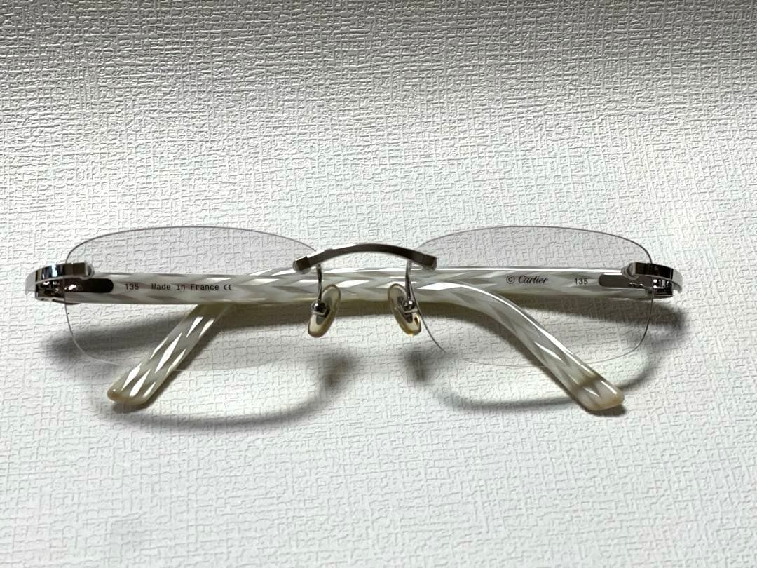 美品 Cartier カルティエ メガネ - 135 シルバー 度入り 大理石調