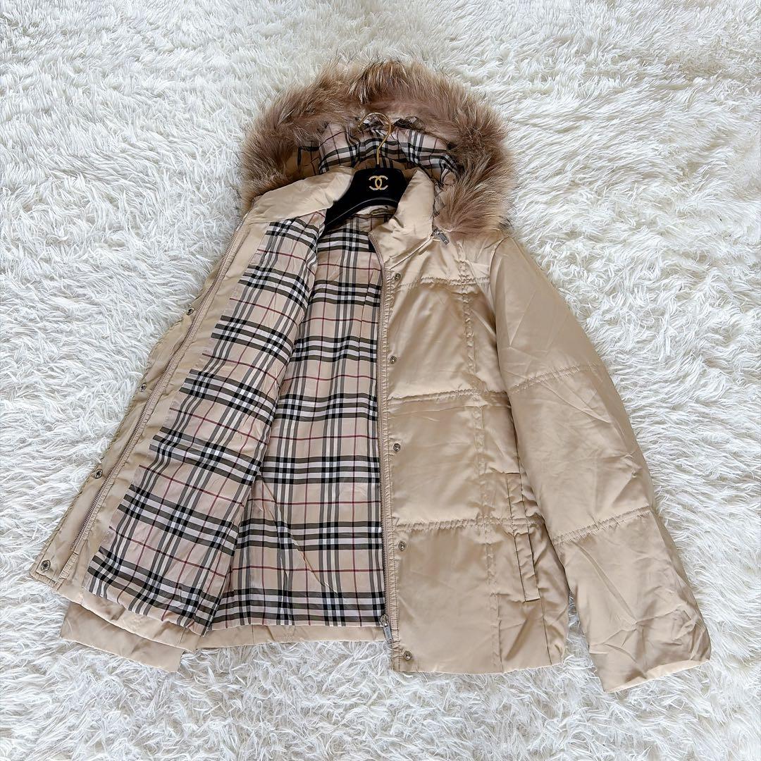 バーバリーロンドン】ファーフード3WAYダウンコート ベージュノバ