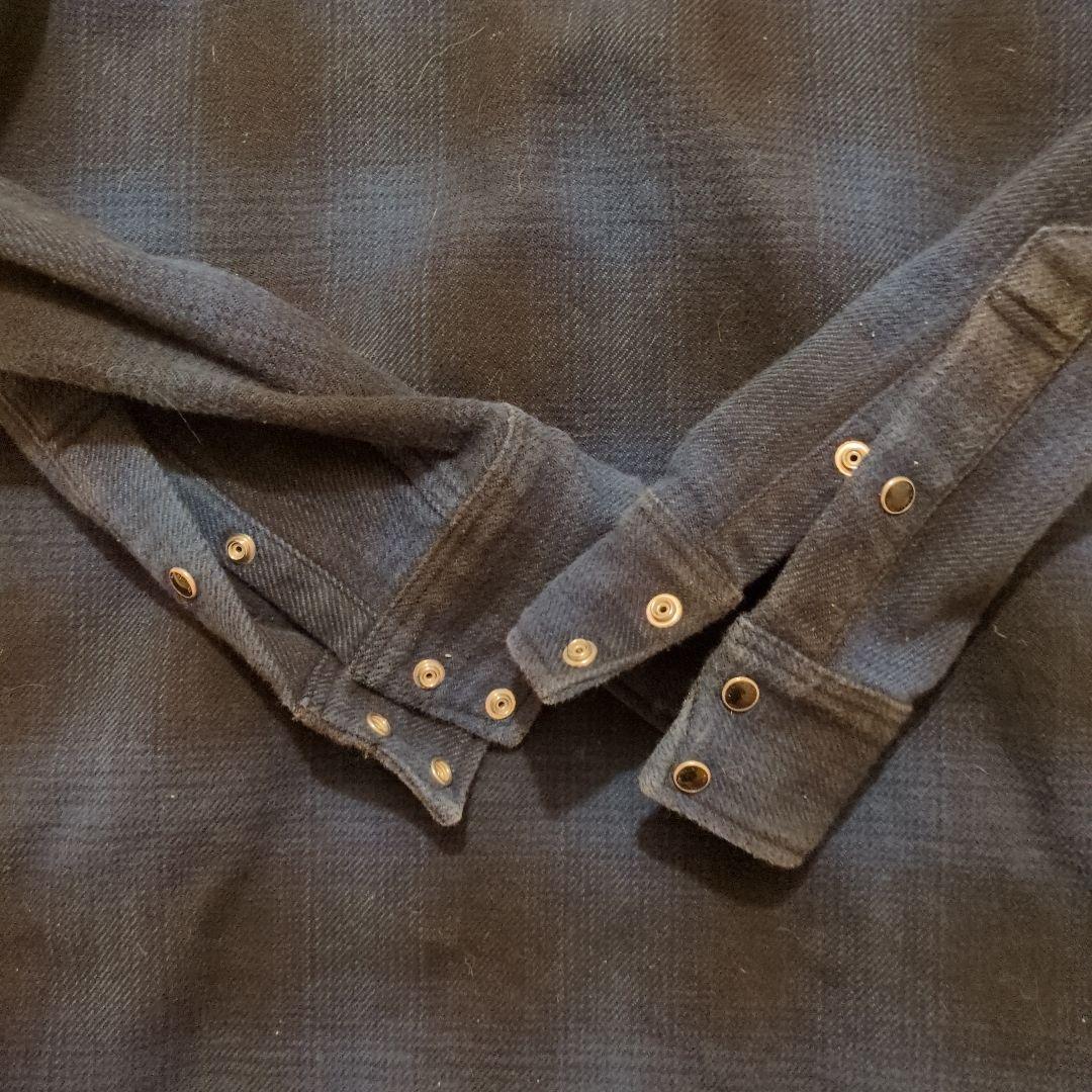 IRON HEART ダークブルー チェック柄 シャツ L