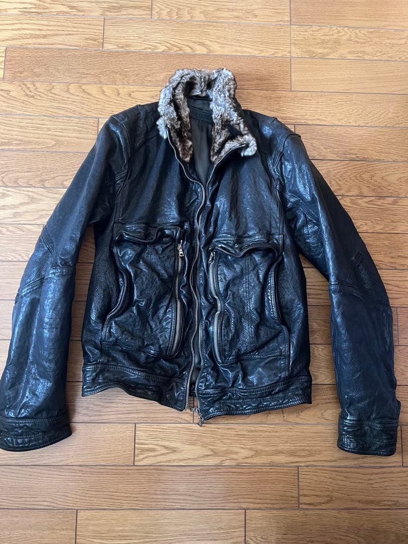 NEIL BARRETT バッファロー レザー XS ファー ライダース ラパン