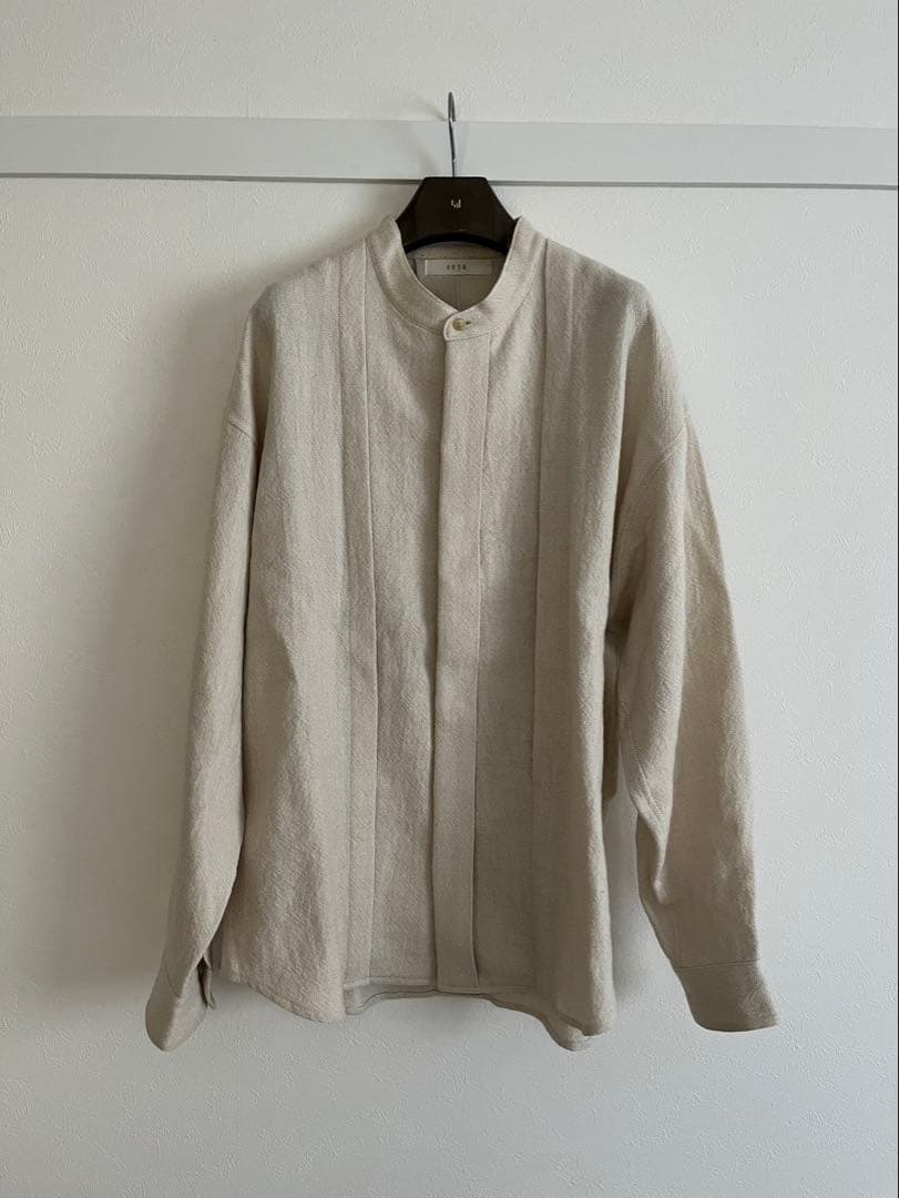 seya. ウールリネンバンドカラーセンタープリーツオーバーシャツ SHIPS any: ピュアリネン バンド スキッパー ハーフスリーブ プル