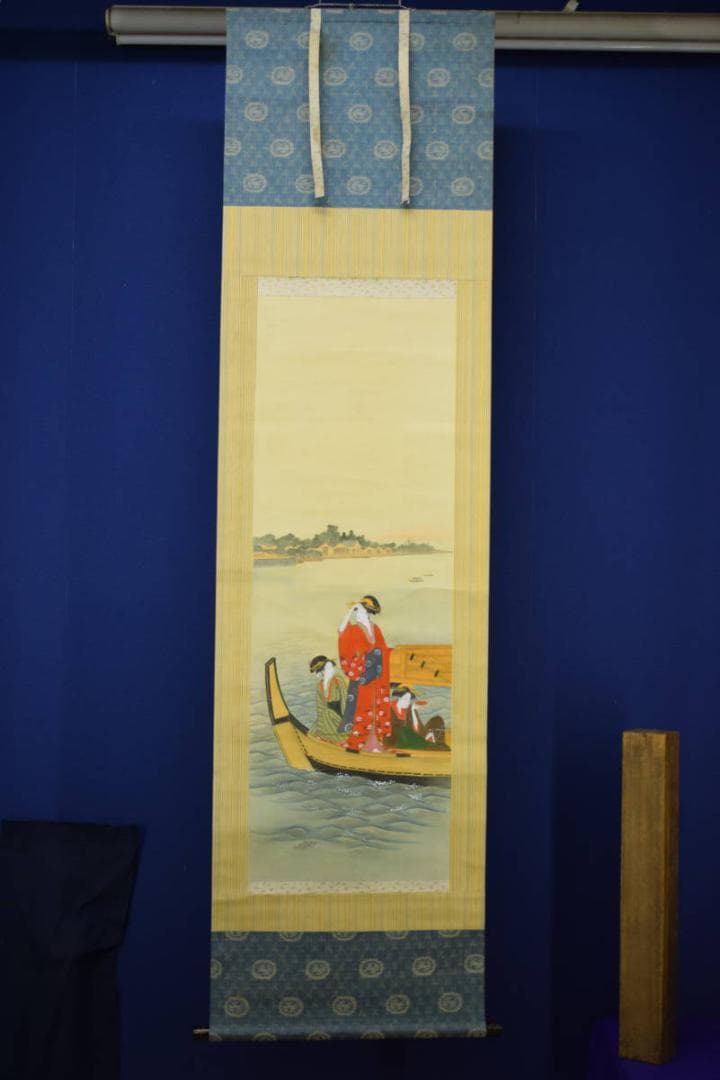 不詳/作者不詳/浮世絵美人画/舟遊図/布袋屋掛軸HH-614 - メルカリ