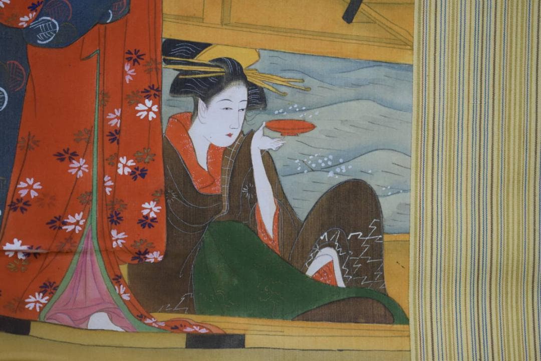 不詳/作者不詳/浮世絵美人画/舟遊図/布袋屋掛軸HH-614 - メルカリ