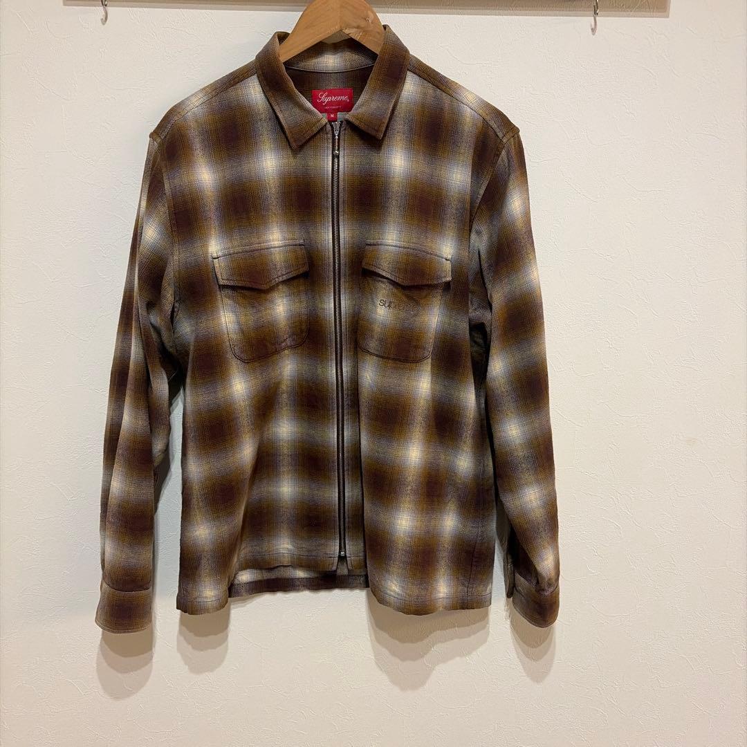 トップス supreme Shadow Plaid Flannel Zip Shirt