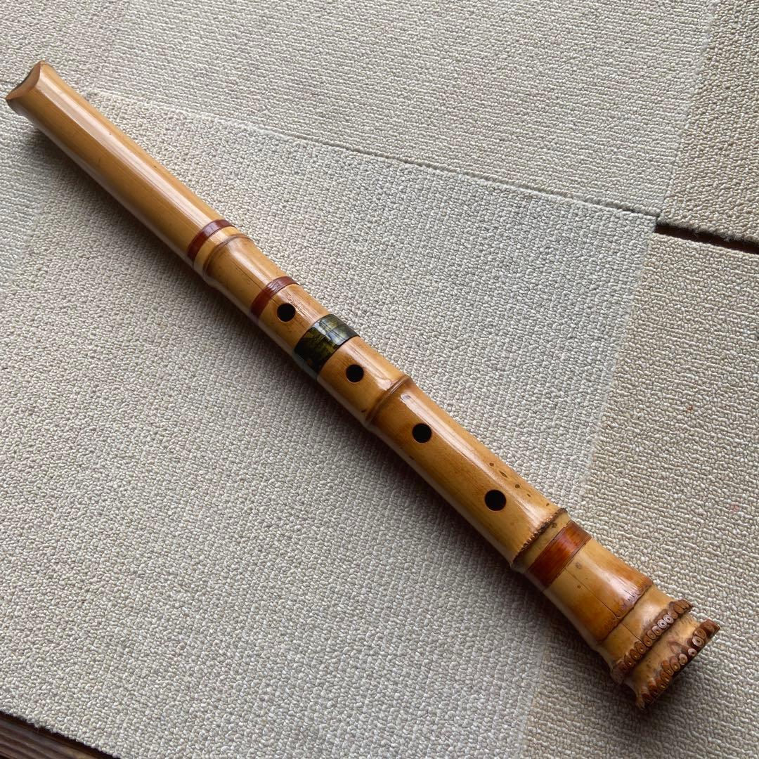 217尺八本体 一尺八寸管　朝水銘ニ印　竹製 自然色