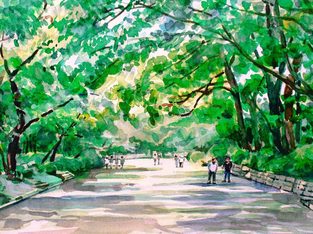 上野公園の風景 水彩画 木製フレーム付き F6サイズ - メルカリ