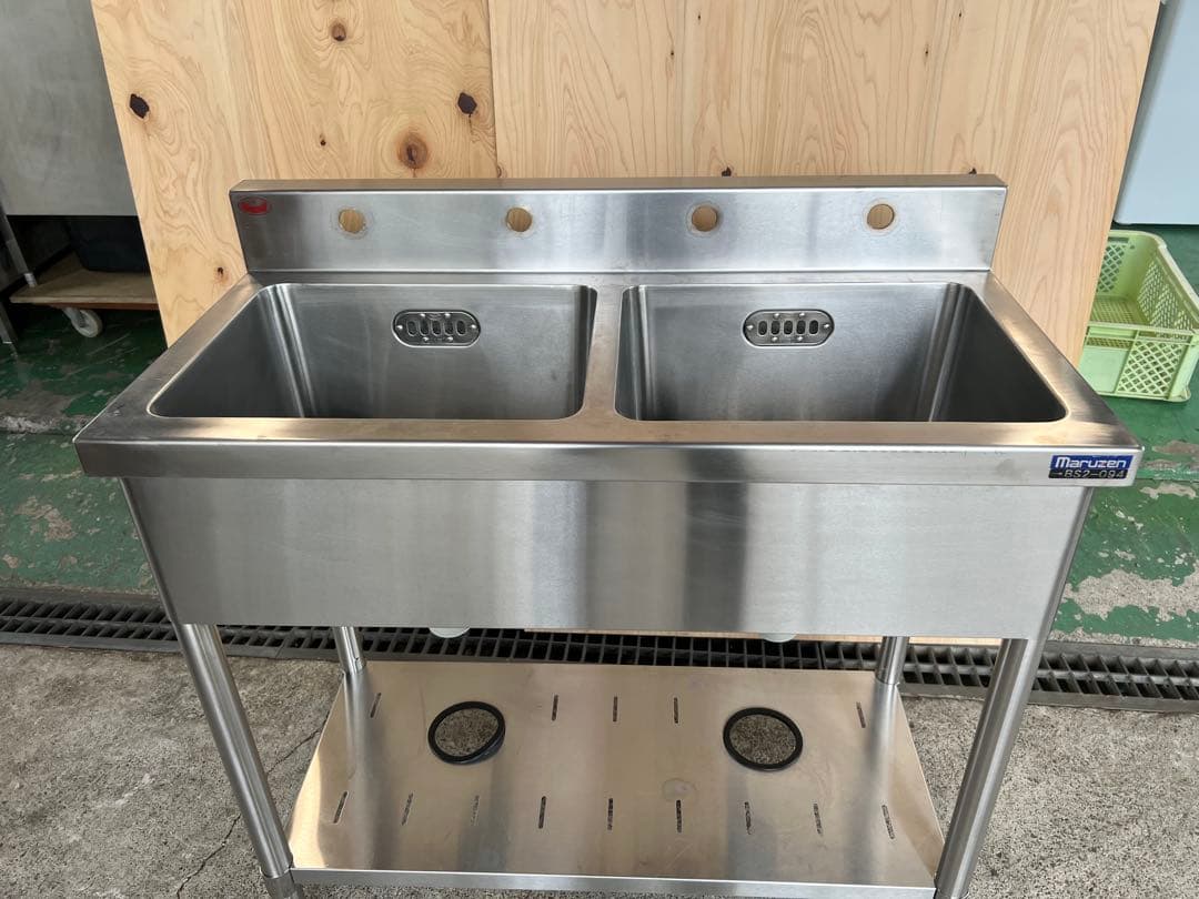 マルゼン2槽シンク 900x450x800(+100) ② マルゼン 2槽シンク(バックガードなし) 幅900×奥行450×高さ800(mm) BS2
