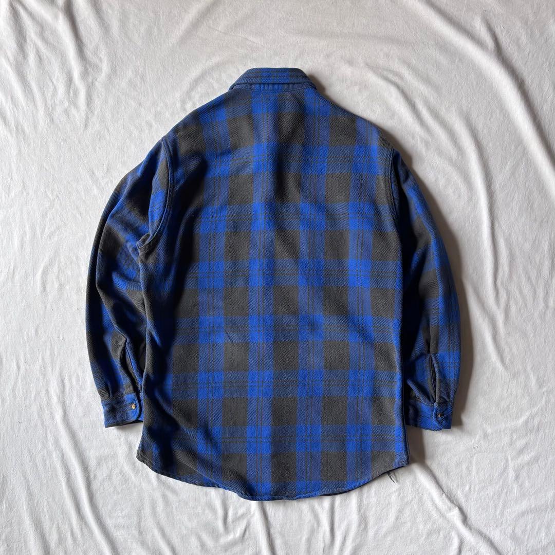 90s ST JOHN'S BAY BIGMACフランネル ネルシャツ 青 黒 - メルカリ
