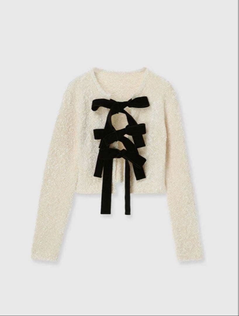 eimy フロントリボンニットトップス