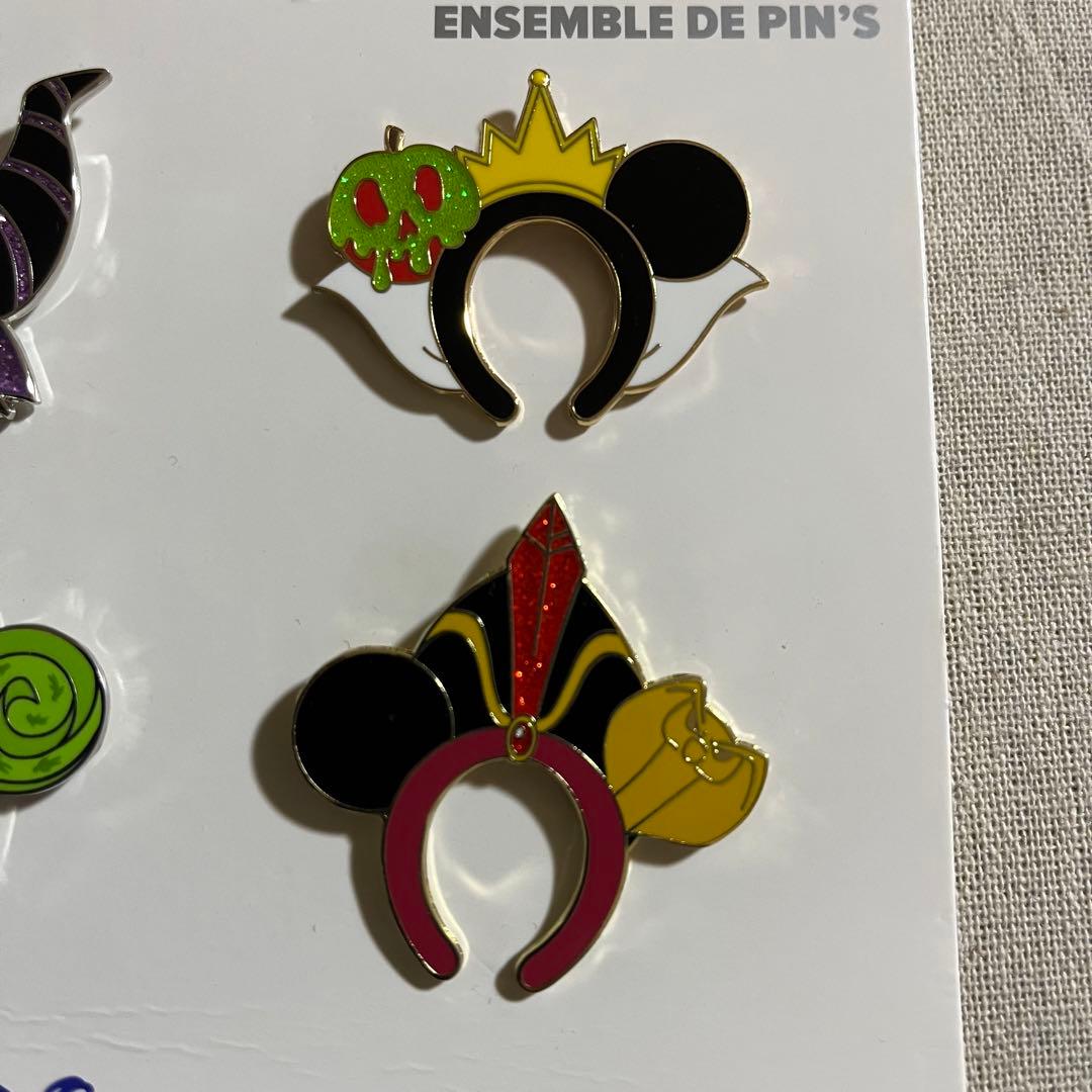 海外 ディズニー ヴィランズ カチューシャ ピンバッジ セット