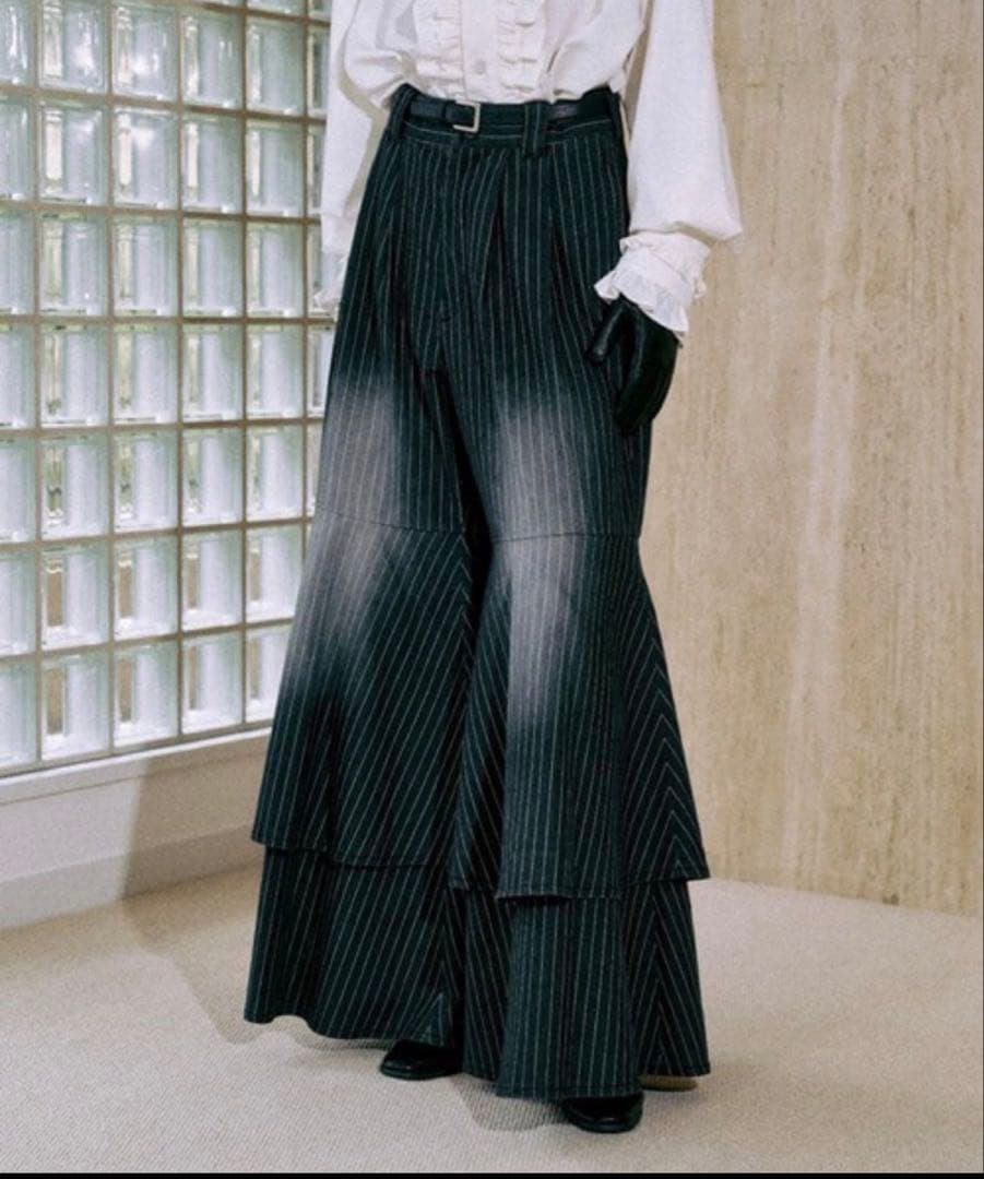 【seyto】 サイズ1 / ストライプレイヤードデニムフレアデニムパンツ seyto（セイト）の「Stripe layered flare denim pants / ストライプ