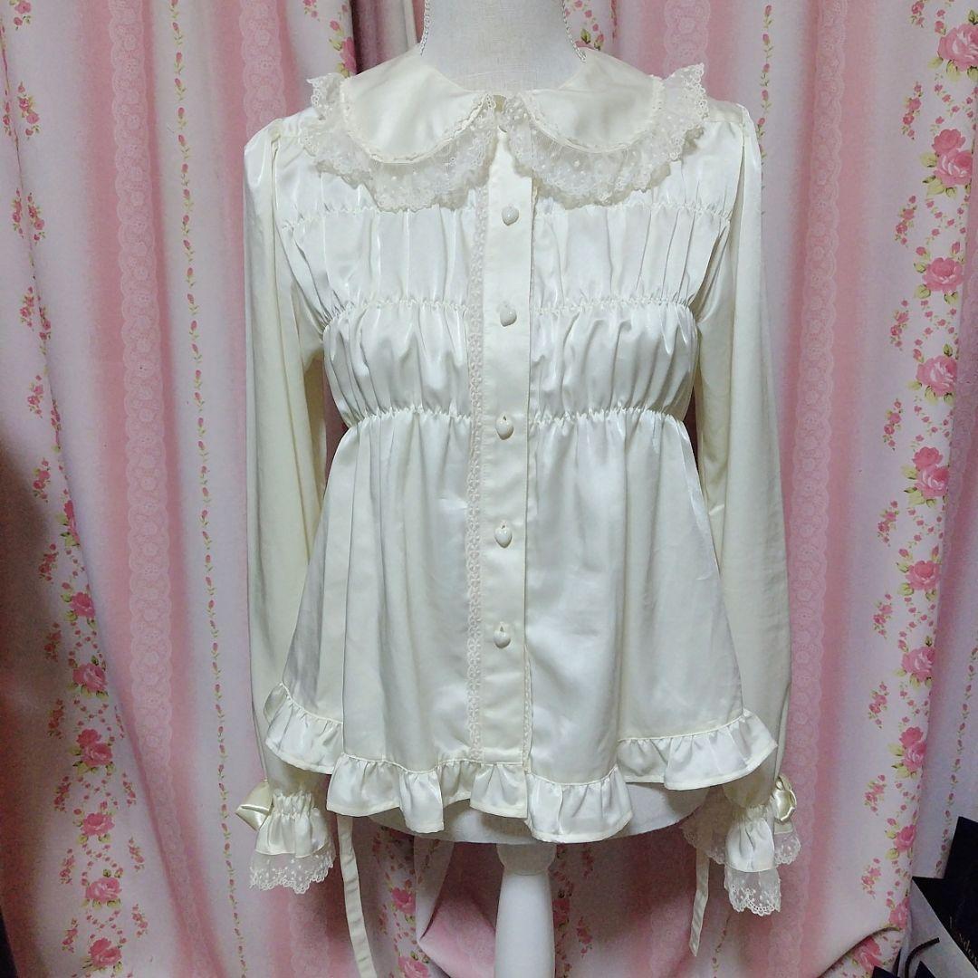 ベイビーザスターズシャインブライト★シャーリングブラウス&ヘドレセット★生成り